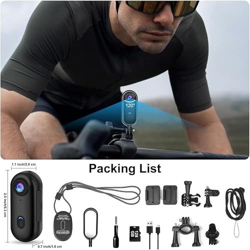 OBEST Body Cam 1080P, Telecamera Moto Impermeabile 30M, Action Cam Magnetica Portatile con Clip 360°, 128G TF, per Casco Moto Bici Sport All'Aperto - 6