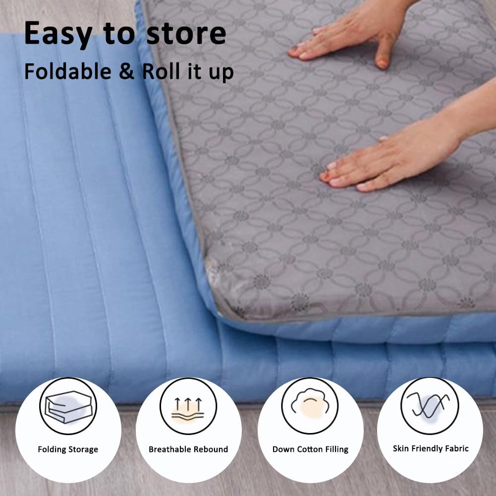Matelas futon japonais à soutien élevé, matelas futon portable pour dortoir, tapis de couchage adapté pour adultes et enfants, tapis de sieste pliable