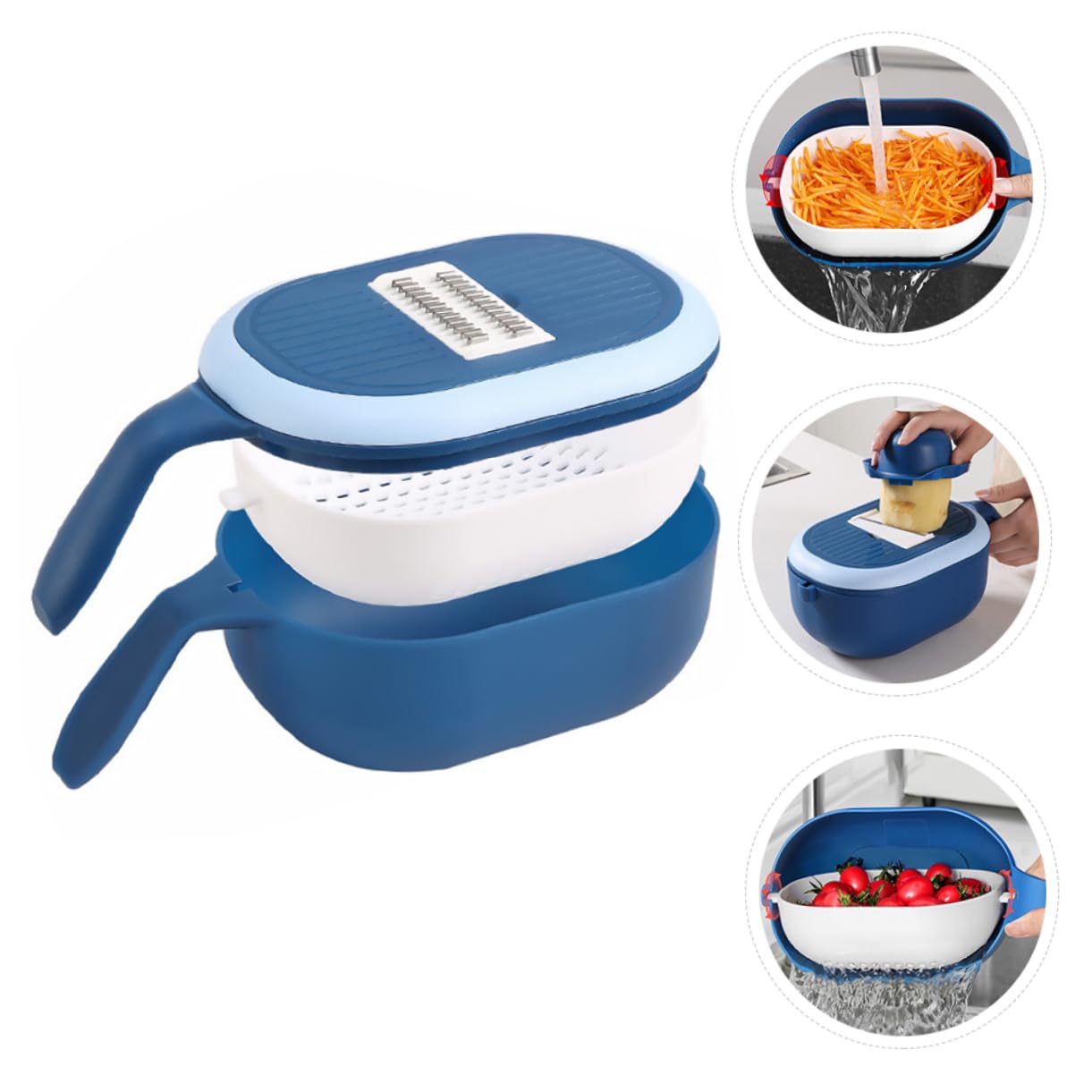 DOITOOL Onion Slicer Vegetable Slicer Cutter Food Box Vegetable Washing Basket Egg Yolk White Separator for Home Kitchen Food Storage Basket Kitchen Gadgets (Blue)