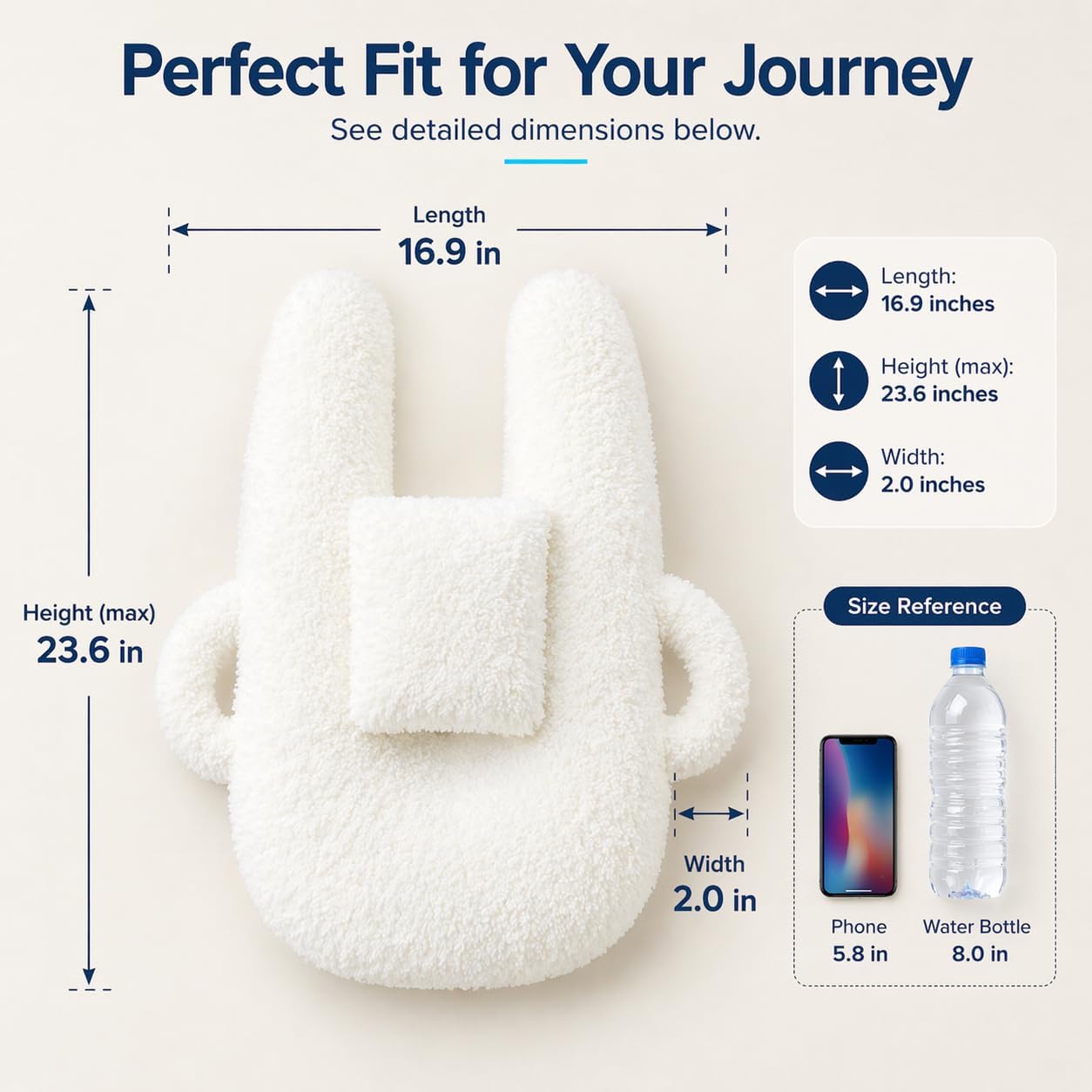 Adult Car Sleeping Pillow, Back Seat Travel Pillow for Head and Neck Support, Helps Relieve Neck Pain and Stiffness During Road Trip Naps, Removable Insert, Washable Cover (White)