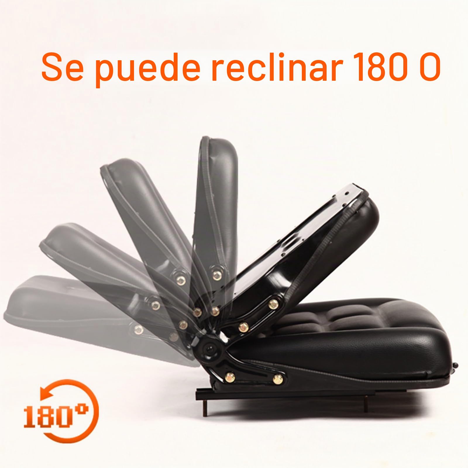 Asiento universal ajustable para carretilla elevadora con cinturón de seguridad y reposabrazos, respaldo y riel deslizante, asiento impermeable de PVC, para tractor