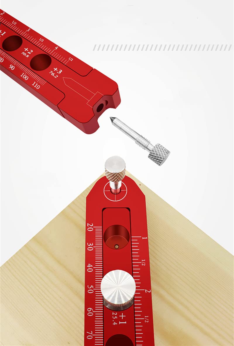 Strumento di disegno circolare in alluminio per la lavorazione del legno Compasso da disegno metrico/imperiale Puntatore per scriba regolabile Comodo pennarello Righello (lungo)