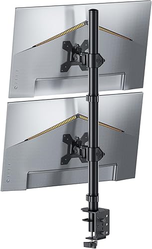 H&C(hcck&Cllassp) Soporte de monitor doble para monitor de 13 a 27 pulgadas de ancho con brazo de escritorio de hasta 17.6 libras, soporte de