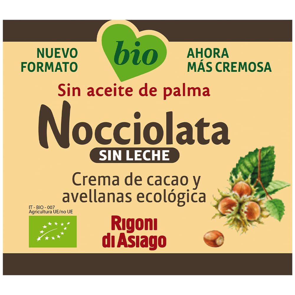 RIGONI DI ASIAGO - Nocciolata Sin Leche, Crema de Cacao y Avellanas Ecológico - 250g