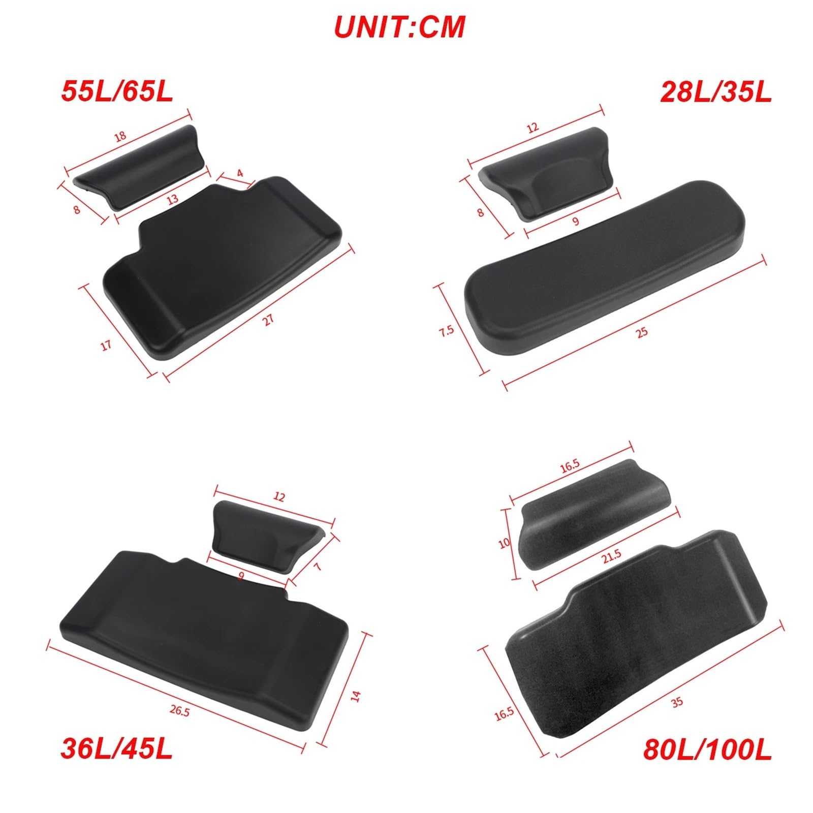 Moto Caja Trasera Almohadilla Trasera para baúl de Motocicleta de 25L, 32L, 45L, 55L, 65L, 80L y 100L, cojín para Equipaje de Maletero Trasero, Respaldo para Pasajero(25L 32L)