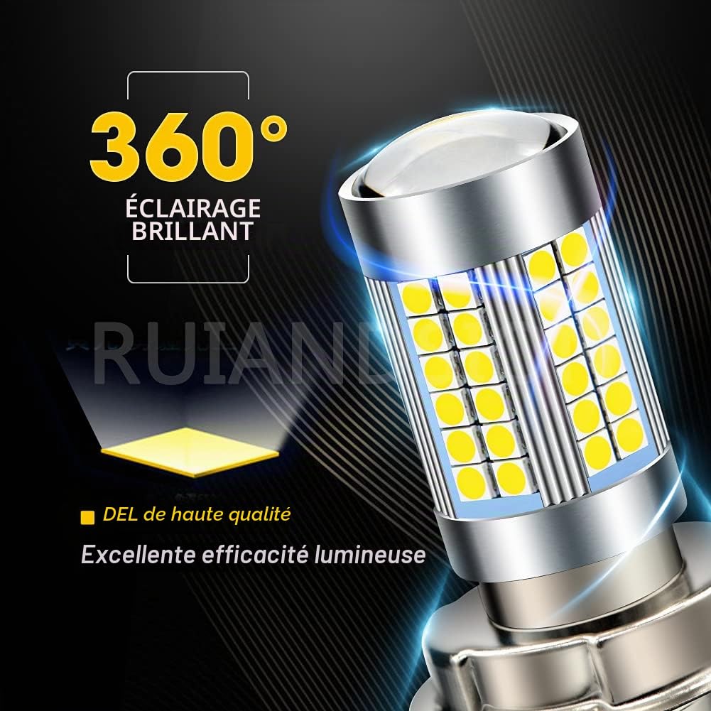 Ruiandsion 1pcs P26S LED Ampoule DC 6V Super Bright 3030 66SMD Chipsets avec Projecteur 6000K Blanc LED Ampoule de phares Moto