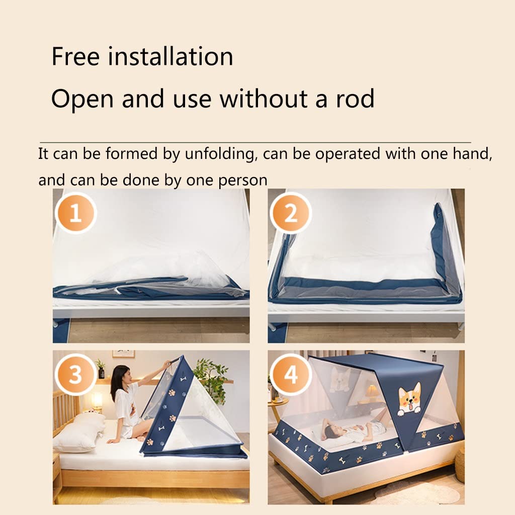Mosquitera Plegable portátil con Base Transpirable para Cama, Camping, Viajes, hogar, Interior y Exterior (Cama de 1,8 m)