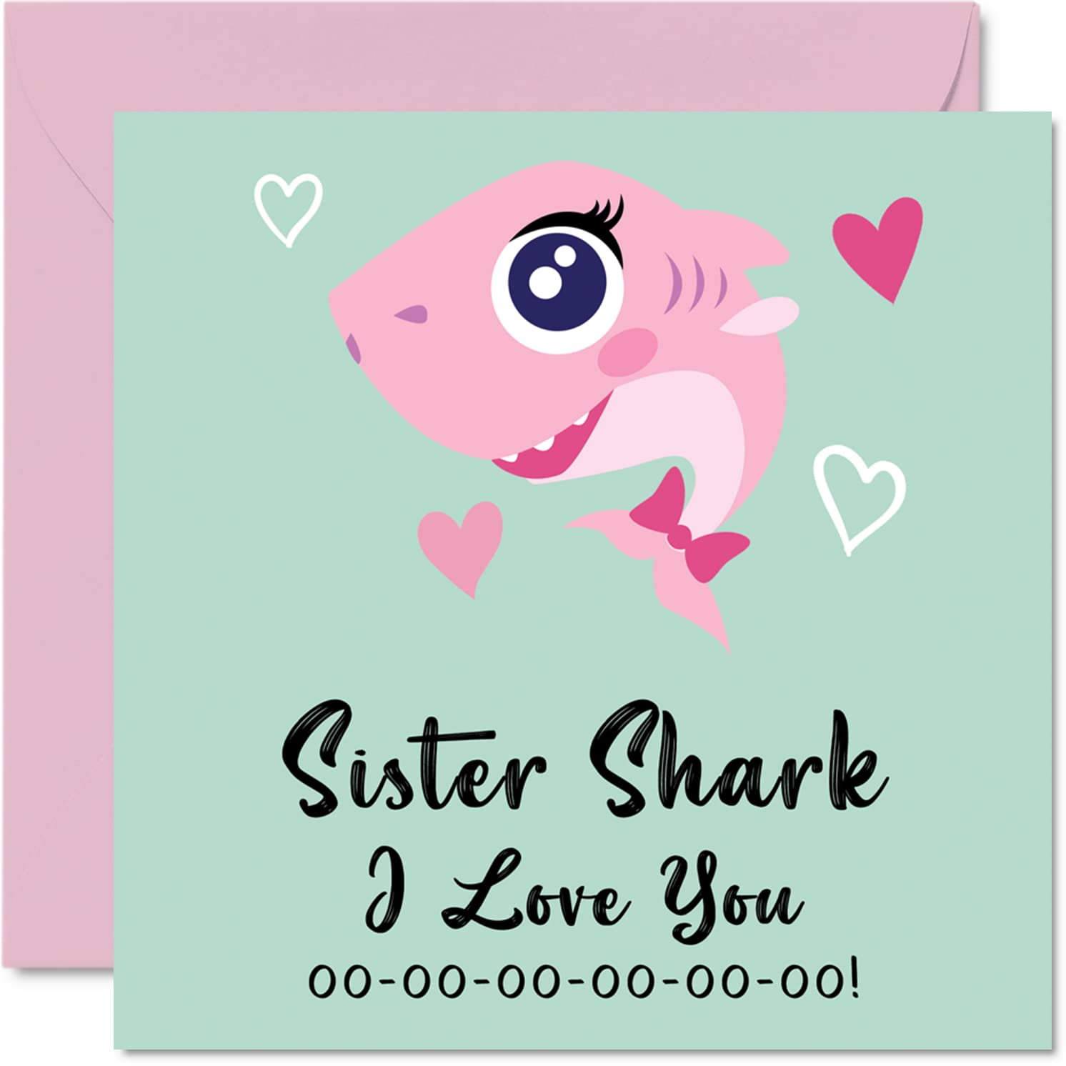 Birthday Cards for Sister - Sister Shark - Birthday Card from Brother or Step Sister, Happy Birthday Sister from Toddler Baby Card Gift, 145mm x 145mm Seasonal Sibling Funny Greeting Cards Gifts