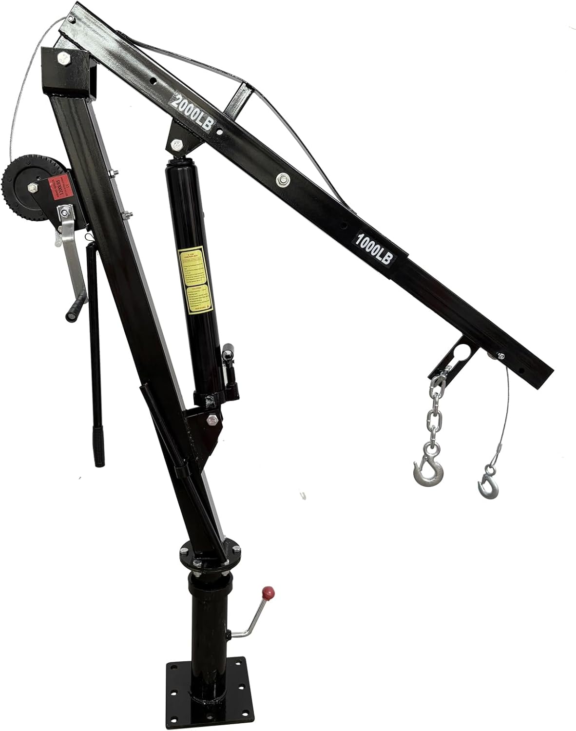 Hydraulic Pickup Truck Crane with Hand Winch,2000 LBS Capacity,360°Swivel Truck Jib Engine Hoist Crane,Davit Crane,44.09”to 57.48”Working Boom Range,for Lifting Workshops,Construction,Agriculture