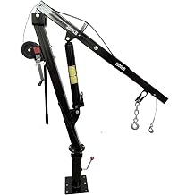 Hydraulic Pickup Truck Crane with Hand Winch,2000 LBS Capacity,360Swivel Truck Jib Engine Hoist Crane,Davit Crane,44.09to 57.48Working Boom Range,for Lifting Workshops,Construction,Agriculture