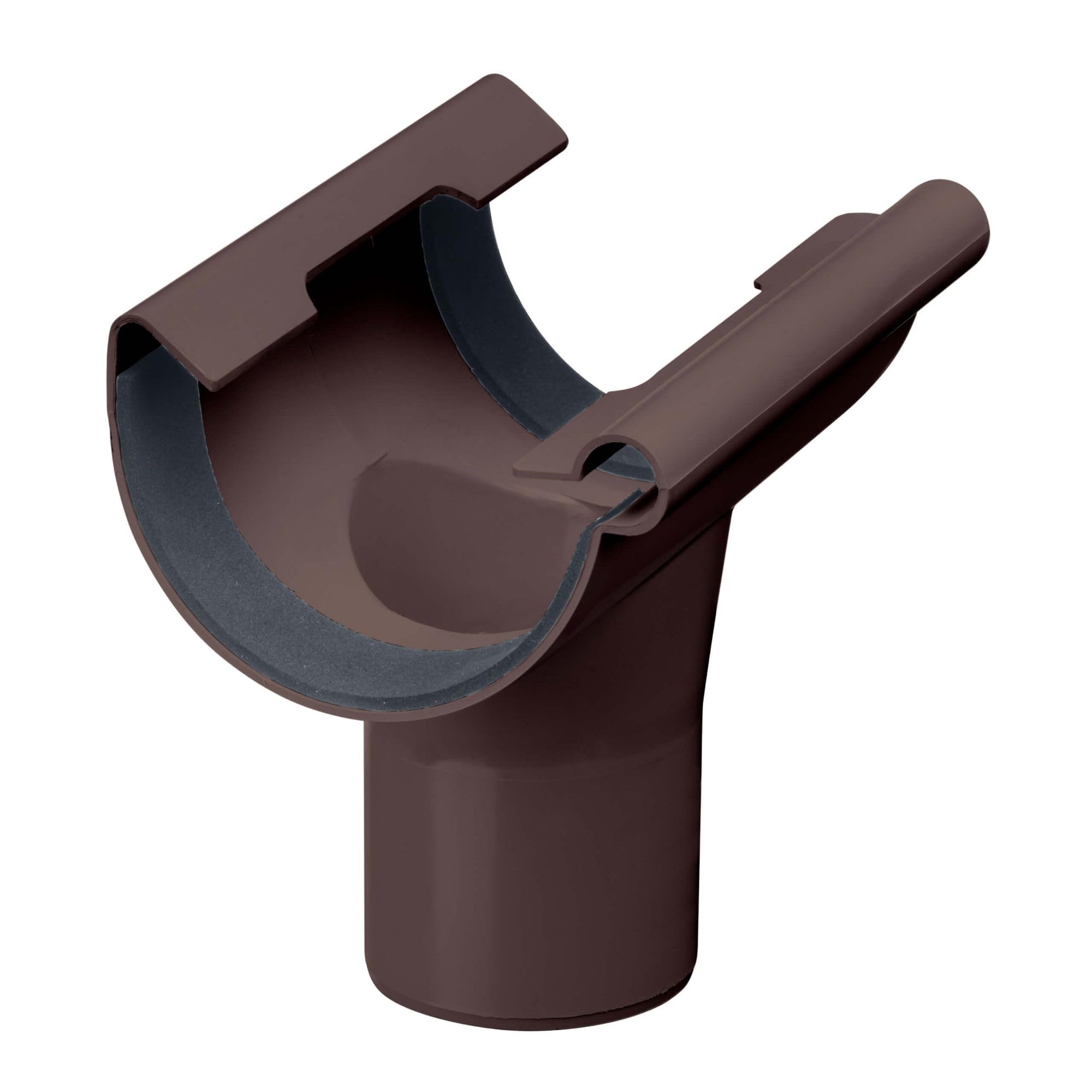 INEFA Ablaufstutzen halbrund, PVC NW150/DN100 Dunkelbraun Einhangstutzen Dachrinnenzubehör, einfache Steckmontage, Made in Germany