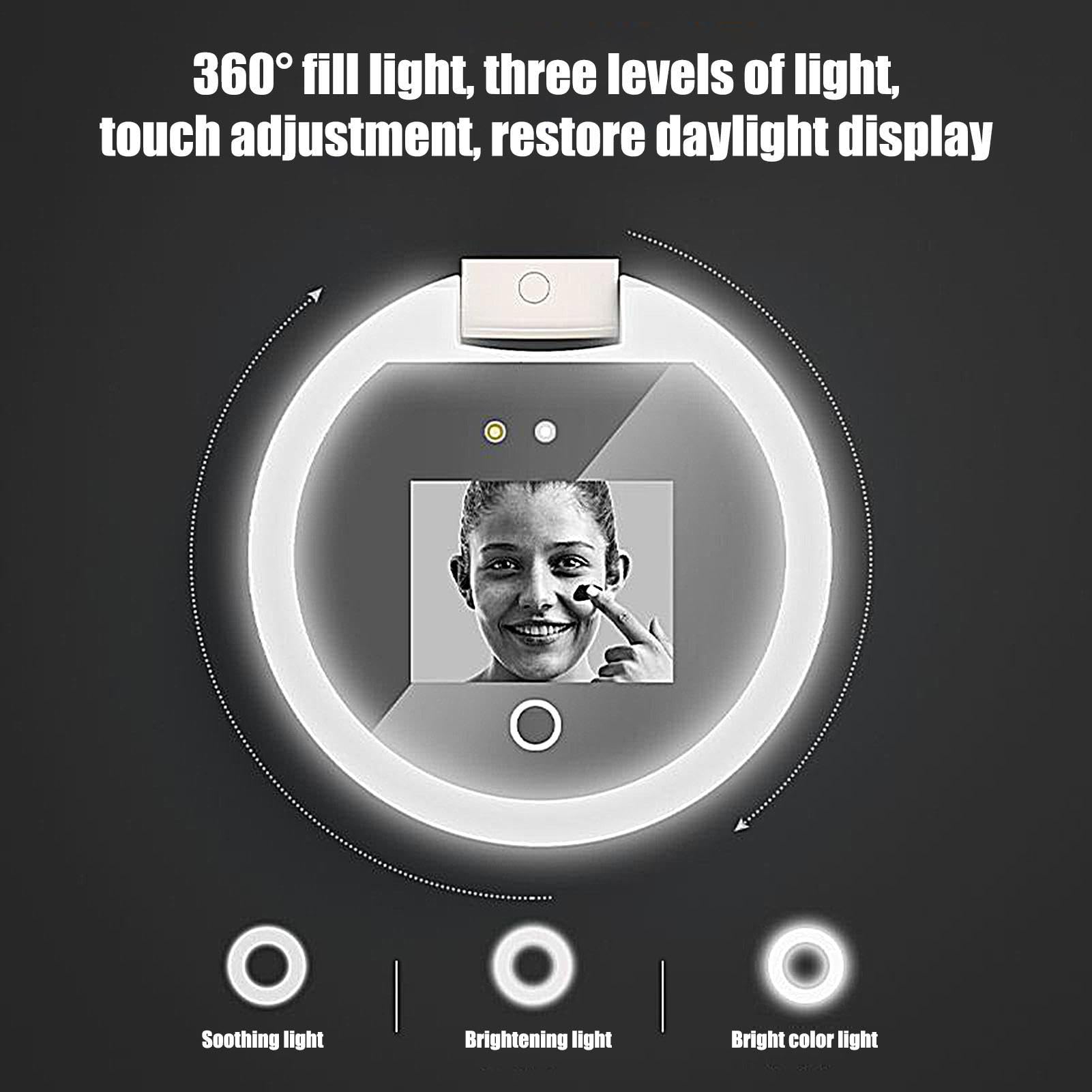 Fotocamera UV – Specchio da toeletta | Duplex portatile ingrandimento 2X intelligente con illuminazione LED regolabile | pieghevole per viaggi auto bagno | 1000 mAh 24 LED 3 livelli luminosità 120 g