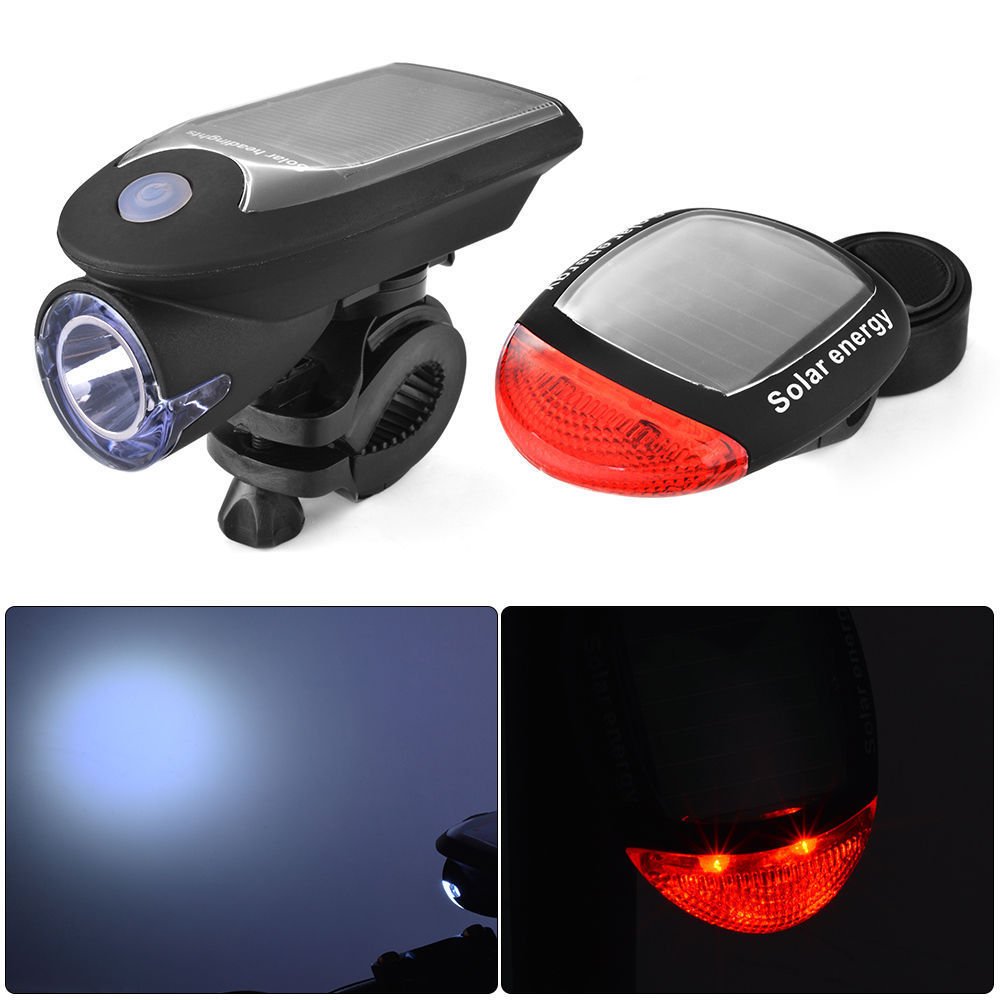 Luces De Bicicleta con Energía Solar Faros Delanteros De Bicicleta De Montaña Luces Traseras Dos En Un Conjunto USB Recargable Accesorios De Linterna