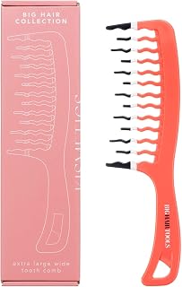 KISMETICS Big Hair Tools Extra Large Wide Tooth Comb for Thick Curly Wavy Long Hair - Frizz-Free Detangling Shower Comb Orange