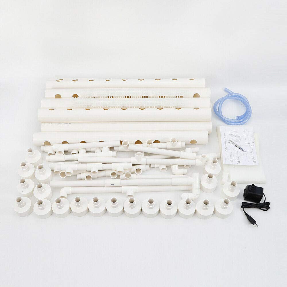 Kit de culture hydroponique 90 sites 3 plantes couchées PVC 10 tubes Système de jardin pour légumes