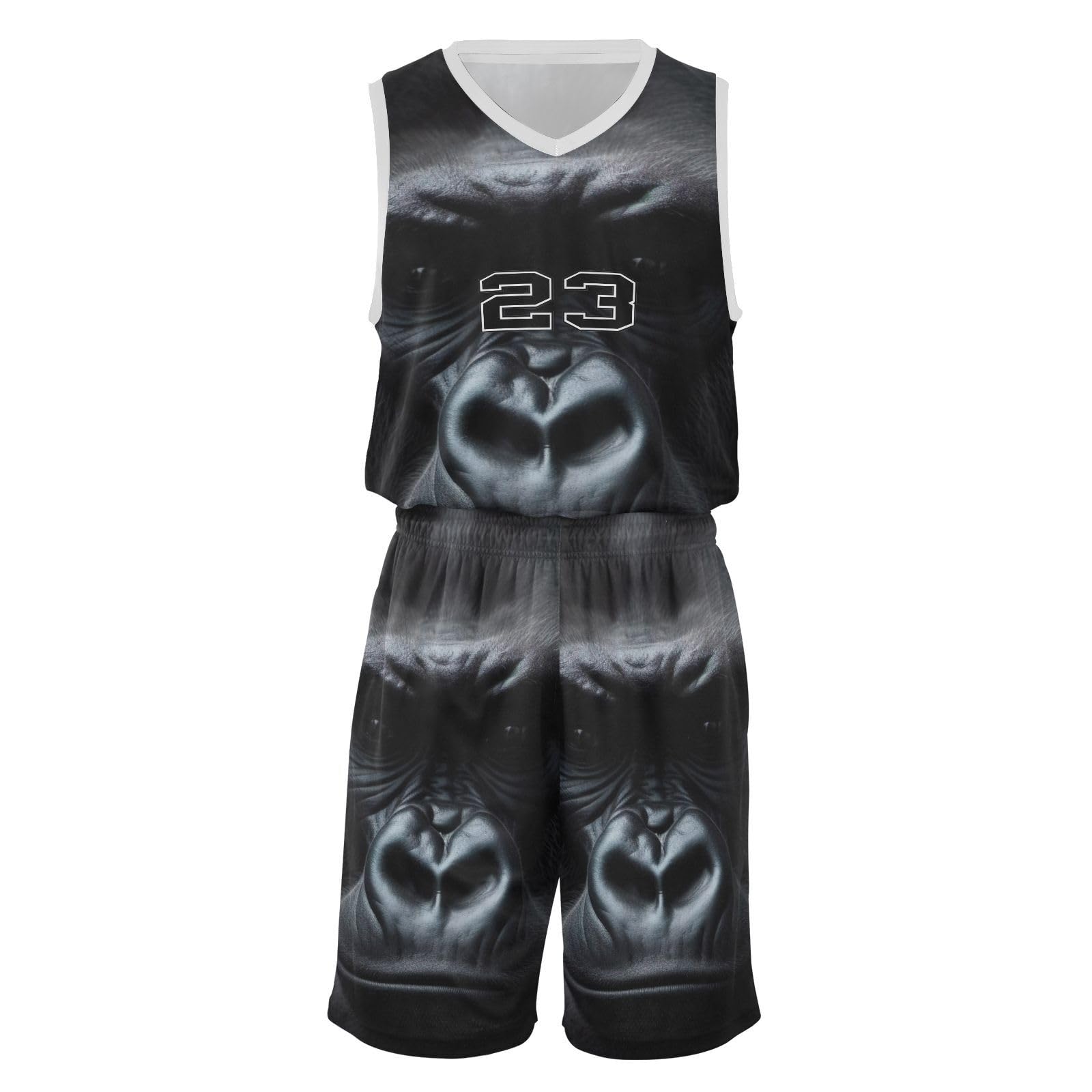 FLildon Gorilla Black Boys Basketball Jersey Set Tank Top Shorts Tracksuit Sport Training Suit for Kids