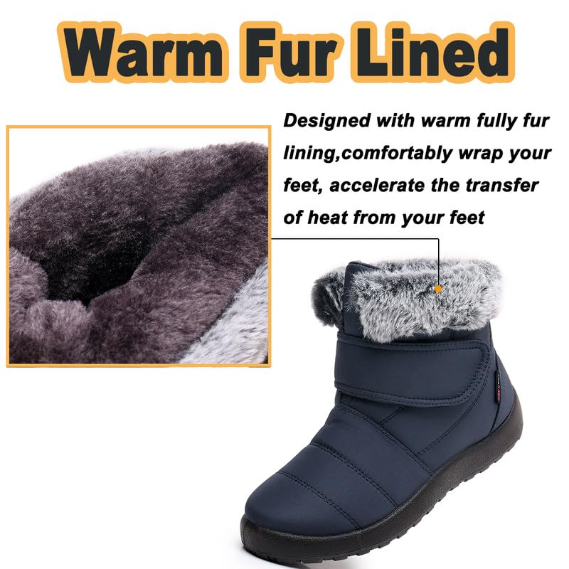 Bravover Women Snow Boots Winter Boots For Women Ladies Warm Shoes Fur Lined Winter Warm Snow Boots For Women Waterproof Anti-Slip Ankle Snow Boots Lightweight Outdoor