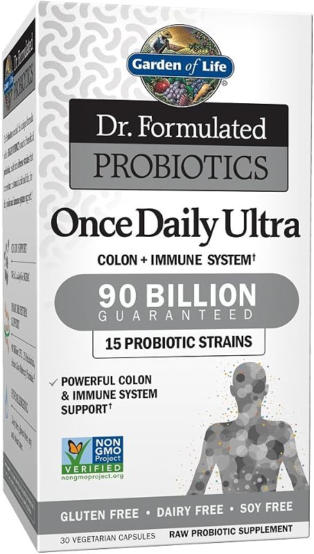 Probióticos para mujeres y hombres, Dr. Formulated Once Daily Ultra 90 mil millones de probióticos para adultos para la salud digestiva, apoyo al sistema inmunológico, Acidophilus, prebióticos, 30 cápsulas vegetarianas