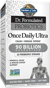 Garden of Life Dr. Formulated Probiotics Once Daily Ultra - 90 billion CFU - Daily Probiotic for Colon & Immune Support - 30 Vegetarian Capsules