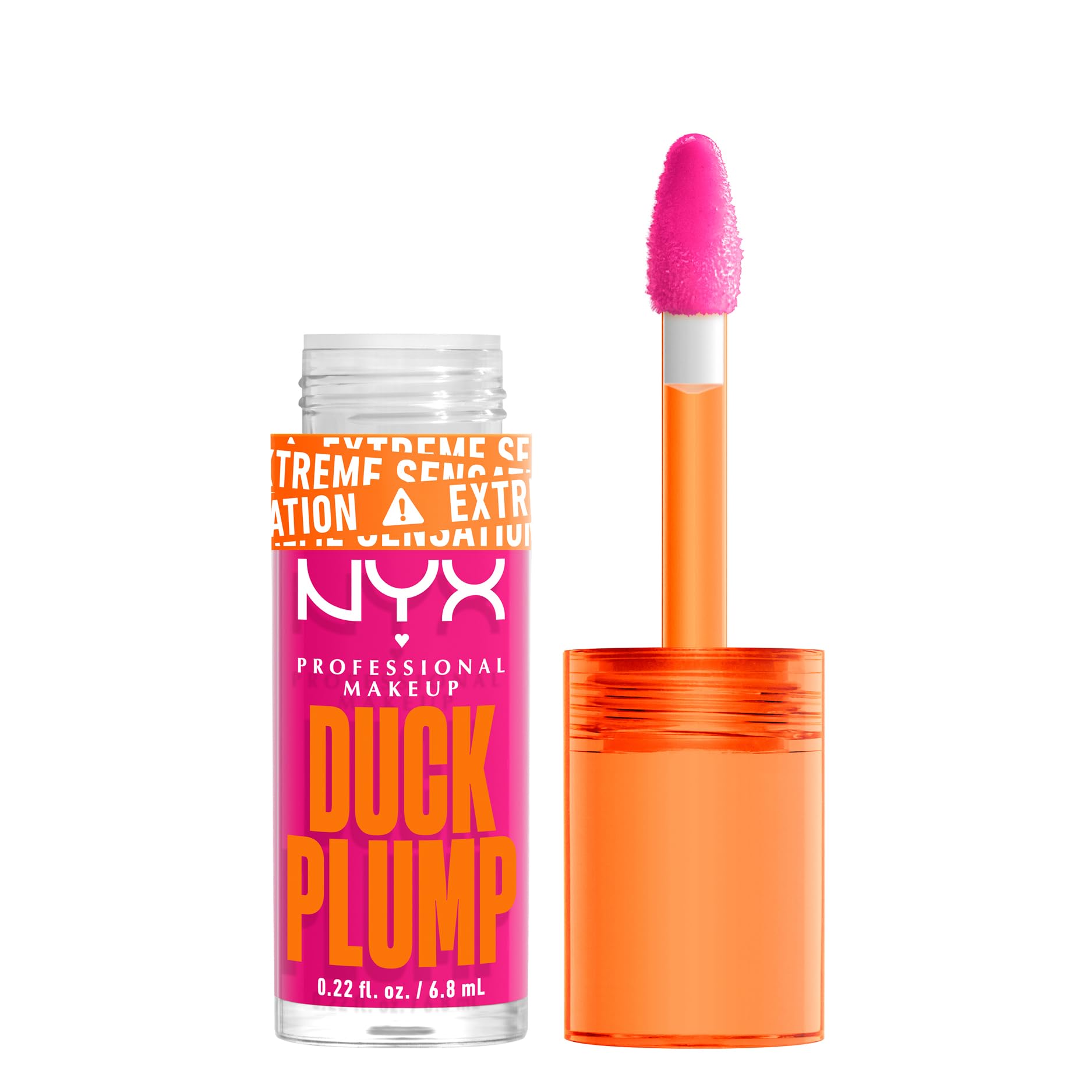 NYX Professional Makeup Lip Plumping Gloss, Intense Colour and High Pigmentation, With Extreme High Shine Finish, Infused with Spicy Ginger, Vegan Formula, Duck Plump, Bubblegum Bae