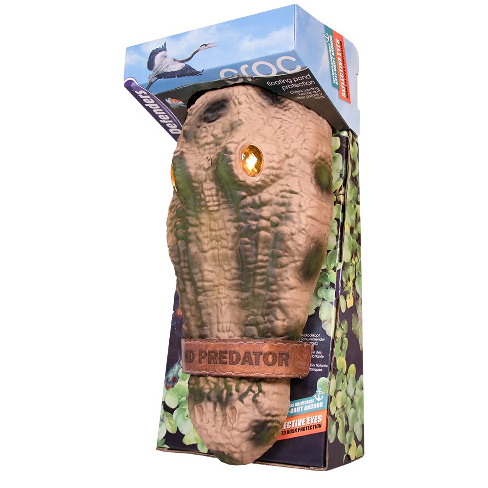 Defenders Brown Croc Floating Pond Protection Realistic Floating Decoy Deterrent, Scares Birds And Other Predators From Ponds And Protects Fish. 41.5 Cm X 12.5 Cm X 12 Cm
