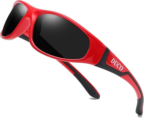 DUCO Sports Polarized Kids Sunglasses Boys Girls Unbreakable Youth Baseball Shades UV400 Protection Age 6-10 K001