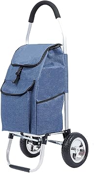 Foldable Shopping Cart with Wheels, Folding Utility Cart with Removable Waterproof Oxford Bag, Rolling Personal Handtruk for Grocery Shopping and Carrying Things43x36x105cm17x14x41, Blue