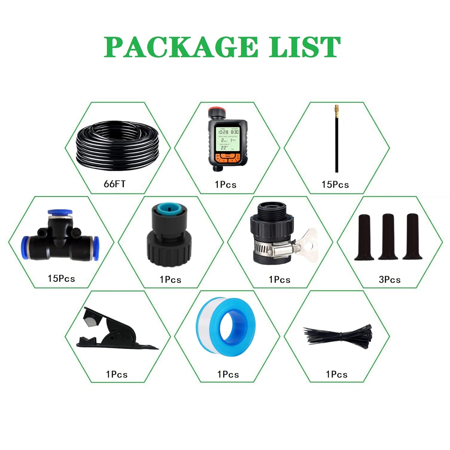 New Quick Connector Drip Irrigation Kits,Automatic Irrigation System with 360-degree Bending Dropper,Adjustable atomizing Copper Nozzle for Watering System for Garden Plants Lawn.(Automatic Timer)