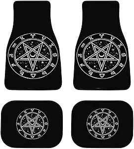 Zodiac Horoskope Sign 4-Piece Black All-Season Floor Mats, Universal Trim-to-Fit Custom Auto Mats,Anti-Slip Design