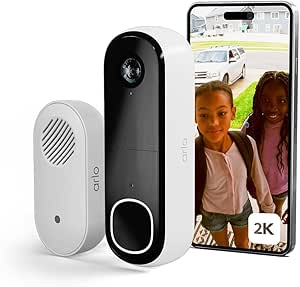 Arlo 2K Doorbell Camera Wireless and Chime, Outdoor WiFi Video Doorbell, Motion Sensor, CCTV Camera System, 6 Month Battery Operated Security Camera, Night Vision, Secure Trial Included, White, UK asin的图片