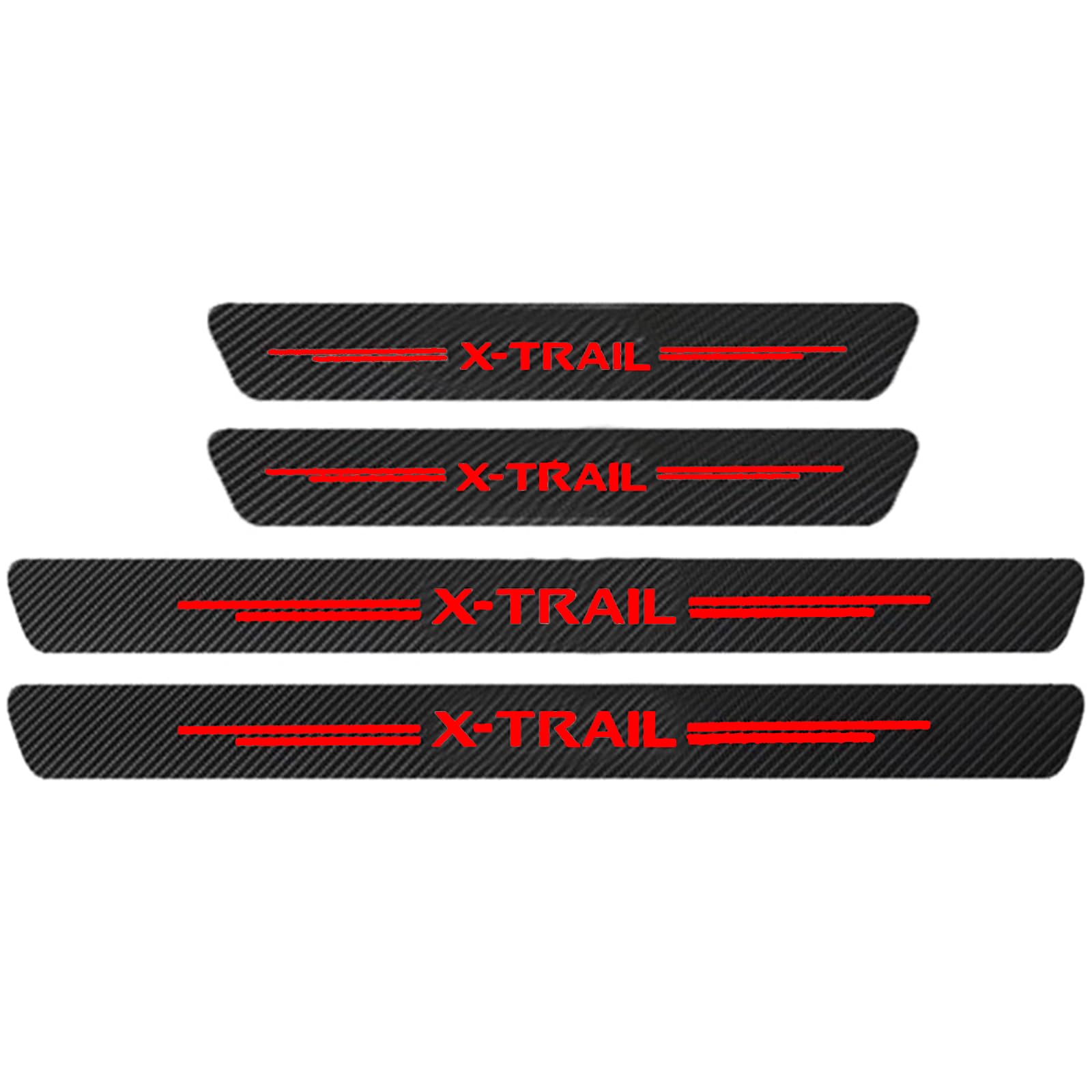 KAFMZEP Car Door Sill Protector for Nissan X Trail xtrail X-trail T30 T31 T32 T33 2002-2024 4PCS Car Door Sill Scuff Plate Carbon Fiber Stickers Accessories,Red