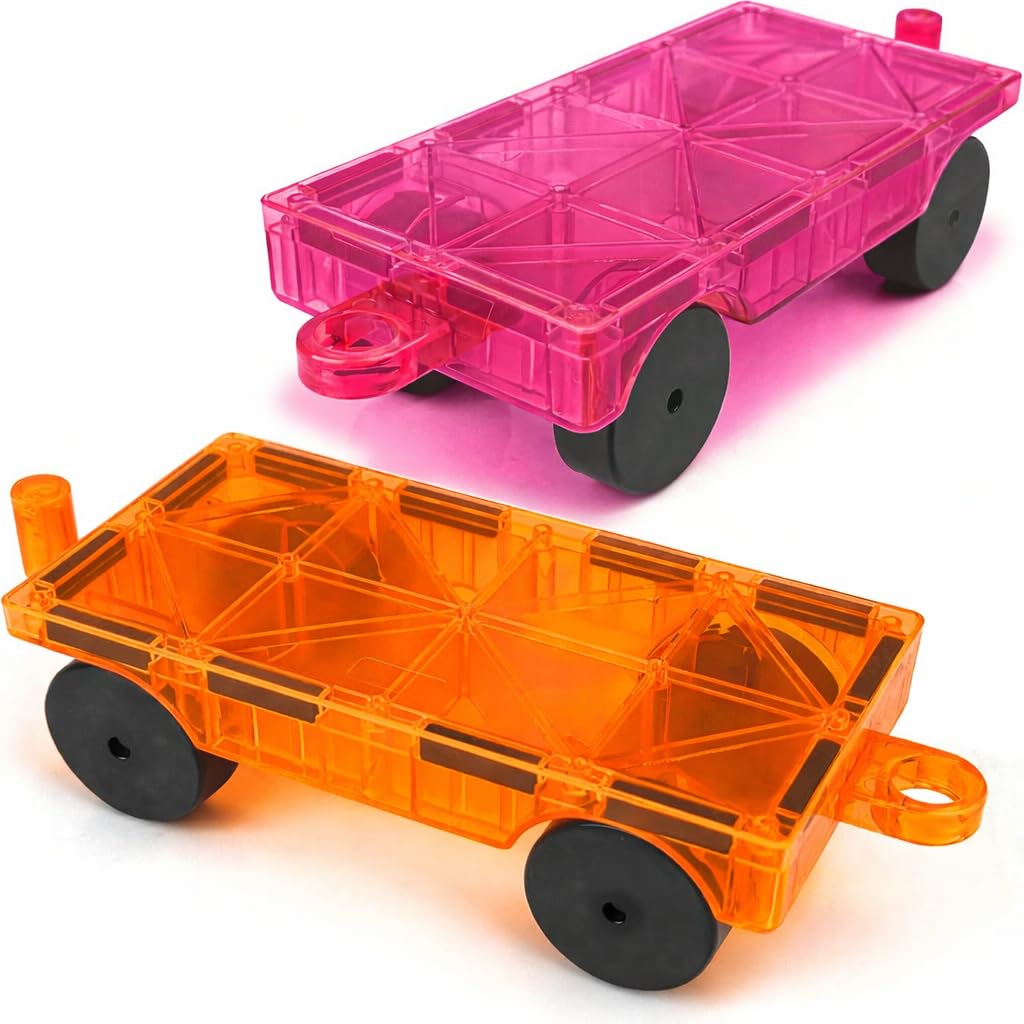 ANVIE & ABEER® Set of 2 CAR CHASIS Magnetic Building Tiles for Kids, Educational Stacking Blocks for Boys Girls, Magnets Construction Toys, (Set of 2 CAR CHASIS Random Colour) 4