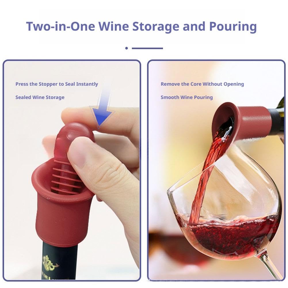 Tapón de vino de silicona para botellas, tapas de sellado reutilizables para mantener el vino fresco, tapón duradero para botella de vino con asa para uso doméstico, cerveza y champán