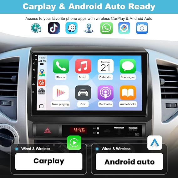 AWESAFE Android Car Stereo for Toyota Tacoma 2005-2015, 5G WiFi 9 Touch Screen Head Unit Tacoma Radio Upgrade with Wireless CarPlay Android Auto AM FM DSP HD Backup Camera