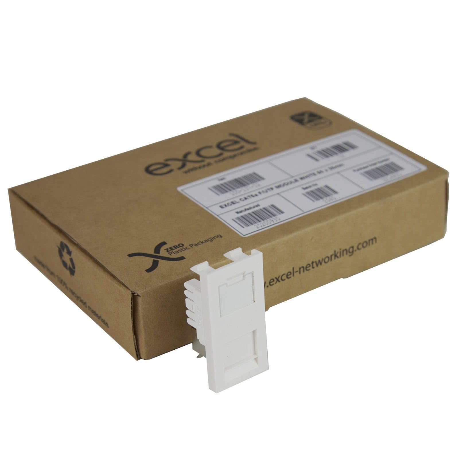 Kenable White Excel Cat6a Screened/Shielded Rj45 Euro Module Trade [12 Pack]