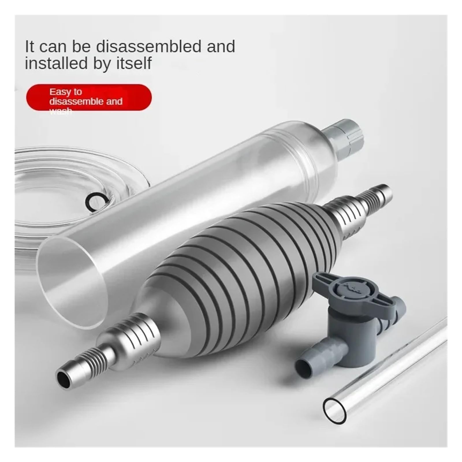 Kit de Herramientas de Limpieza con Tubo de extensión for pecera Grande, sifón for Acuario, Grava al vacío/Lavado de Arena y Cambio de Agua(Large-2.6M)