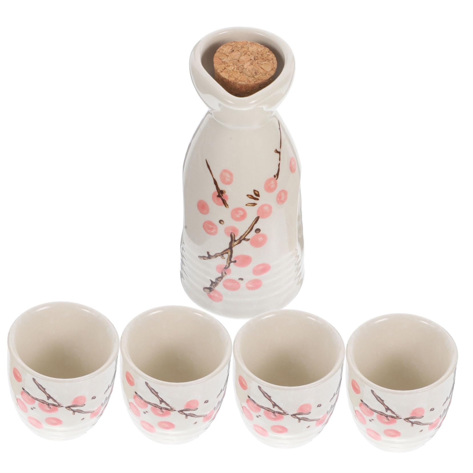 GALPADA Set di Sake Giapponese in Ceramica Rosso Brocca e Bicchieri Rotondi per Uso Domestico Superficie Liscia e Sensazione Confortevole per Occasioni Festive