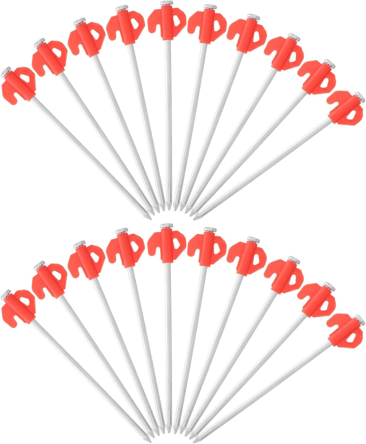 20pcs Orange Heavy Duty Metal Tent Stakes Ground Anchors Windproof Camping Tent Pegs for Outdoor Recreation Lawn Garden Use