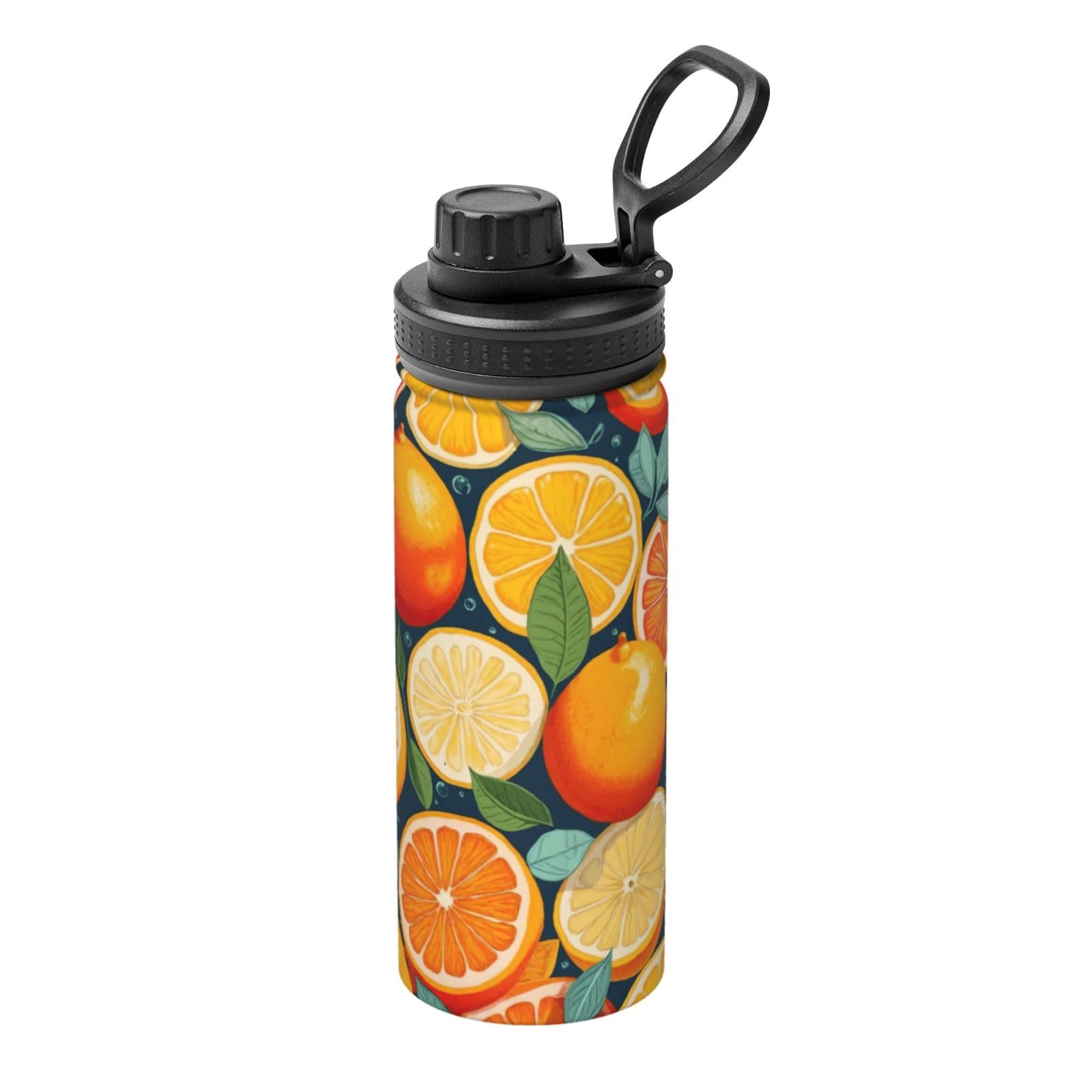 Kfjghhl Insulated Stainless Citrus Fruit Pattern Steel Water Bottle For Sport Gym Travel Leak Camping Hiking Hydration