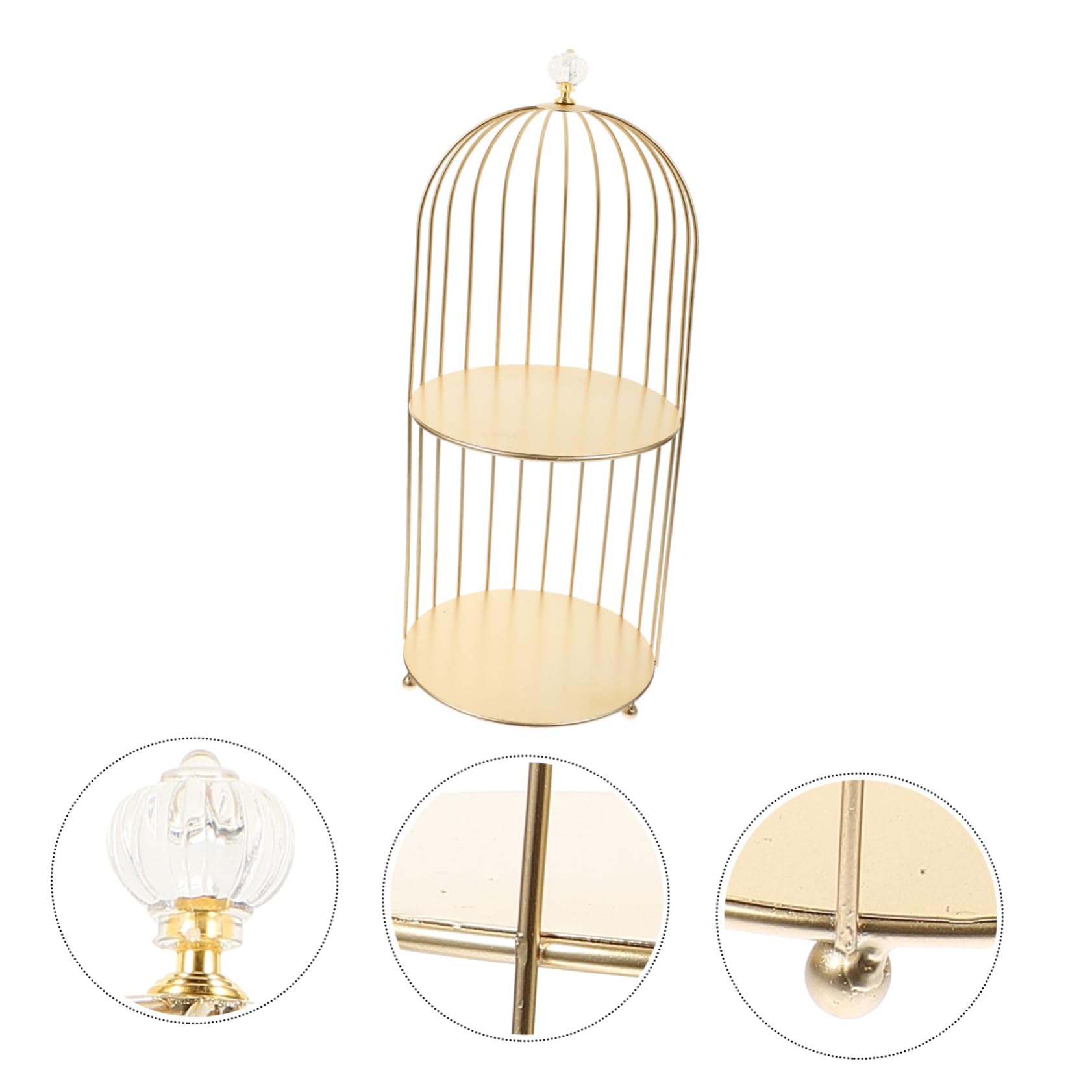 LABRIMP Goldener Vogelkäfig Doppelschicht Dessertständer und Make Up Organizer aus Eleganter Kosmetikhalter Platzsparendes Aufbewahrungsregal für Hochzeit Party und Schreibtisch