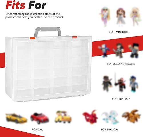 Miniatura 3 de Organizador de juguetes. 72 compartimentos. Caja de almacenamiento de juguetes compatible con autos Hot Wheels, autos Matchbox, mini juguetes y