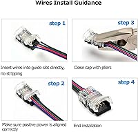 Vista 6 de SUPERNIGHT Conector LED de 4 pines RGB Cables divisores de extensión Tira a cable Conexión rápida sin pelar, Conector en forma de T Conector macho