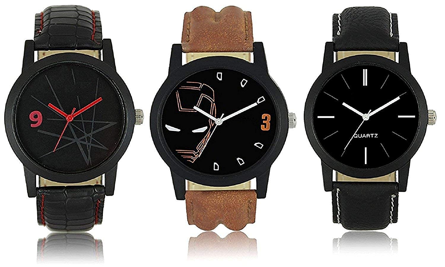 Watch City Leather Analog Watch For Men And Boys Formal Wrist Watch Multicolor (Set Of 3) (B09X1N3HX3) Amazon Price History, Amazon Price Tracker