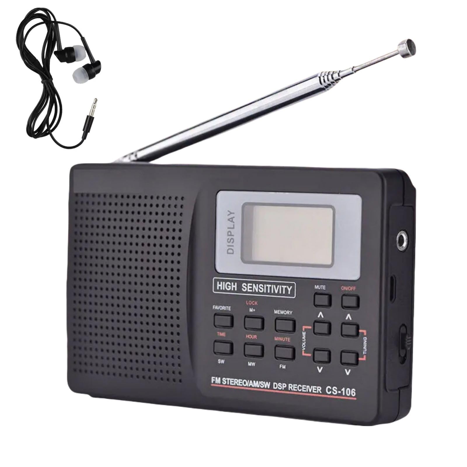 Digital Screen Display Rechargeable Pocket FM/AM/SW/MW/TV Radio