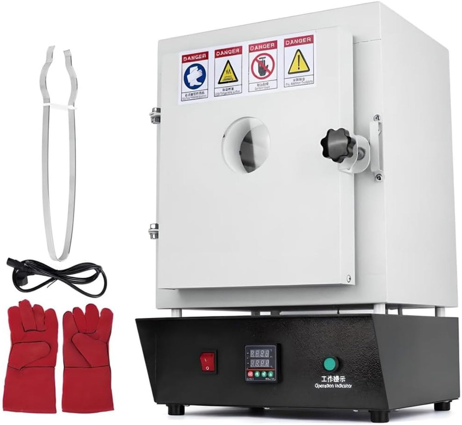 Drmoxin Temperature Controller Electric Muffle Furnace for Jewelry Casting, 1150℃ Laboratory Kiln with Observation Window for Wax Burnout and Sintering
