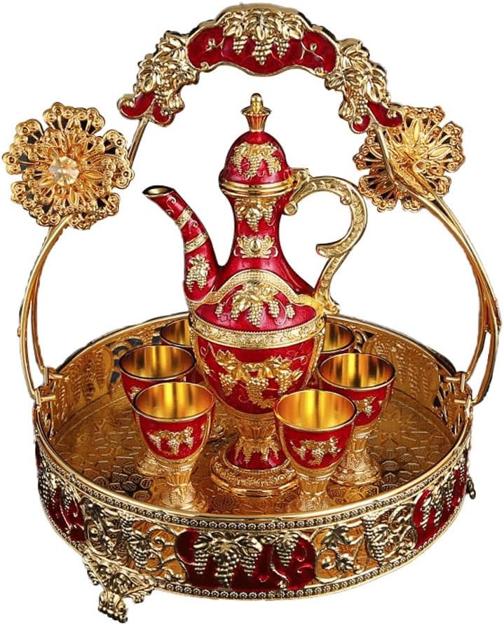 Metal Wine Set Creative Pattern White Pot Basket Raisin Flower