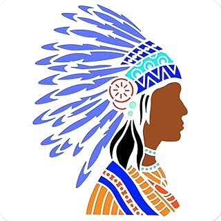 NBEADS American Indian Painting Stencil, 11.81x11.81 Inch Reusable Craft Stencils Hollow Out Drawing Painting Template for Painting on Wood Fabric Paper Walls Canvas Furniture - Buy now