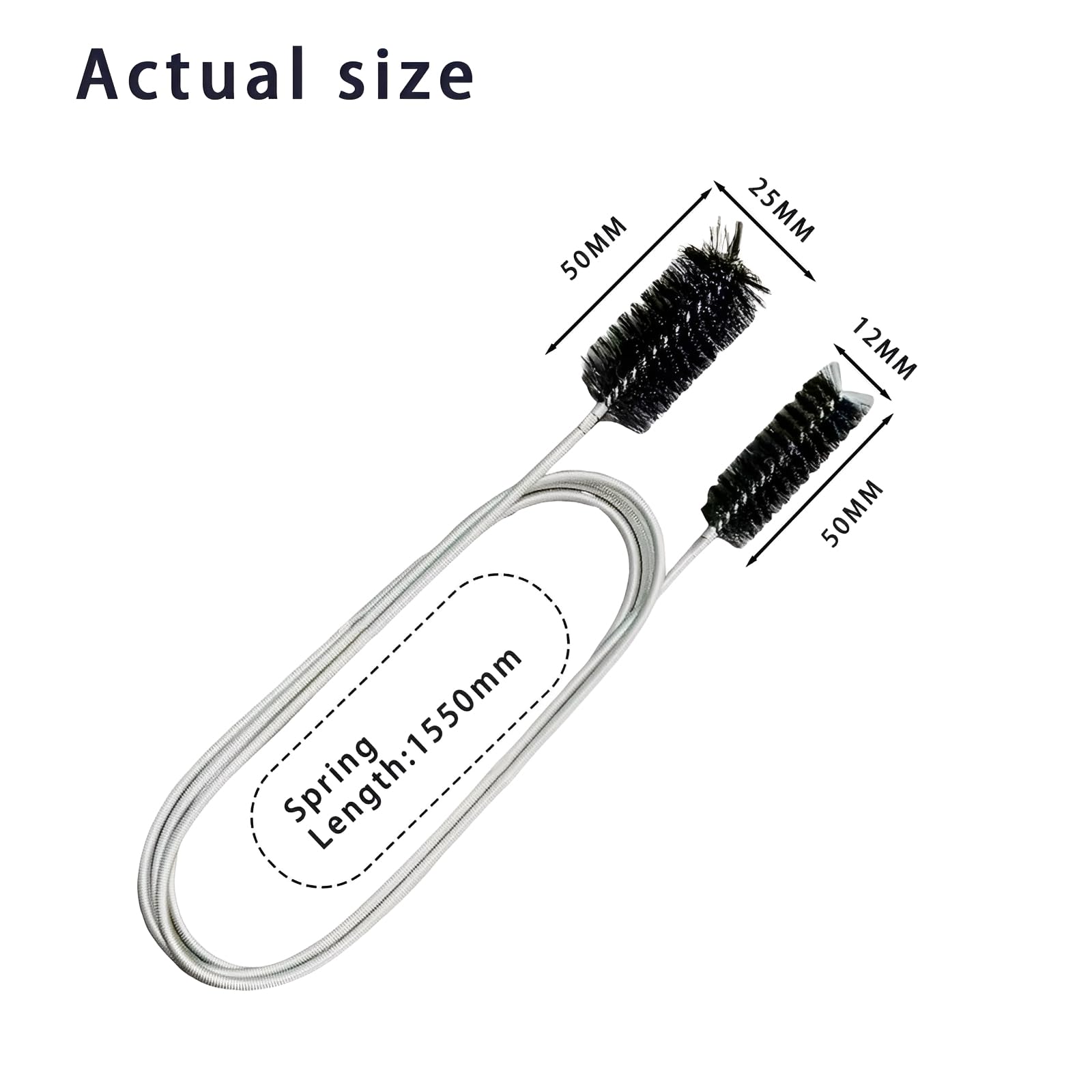 200 Cm Flexible Drain Brush,Long Thin Cleaning Brush,Slim Pipe Unblocker,Multifunction Drain Cleaner Tool for Bath Shower Fridge Sink Hole,Double Head Tube Cleaning Brush Unblocker Tool (Black) - Image 2