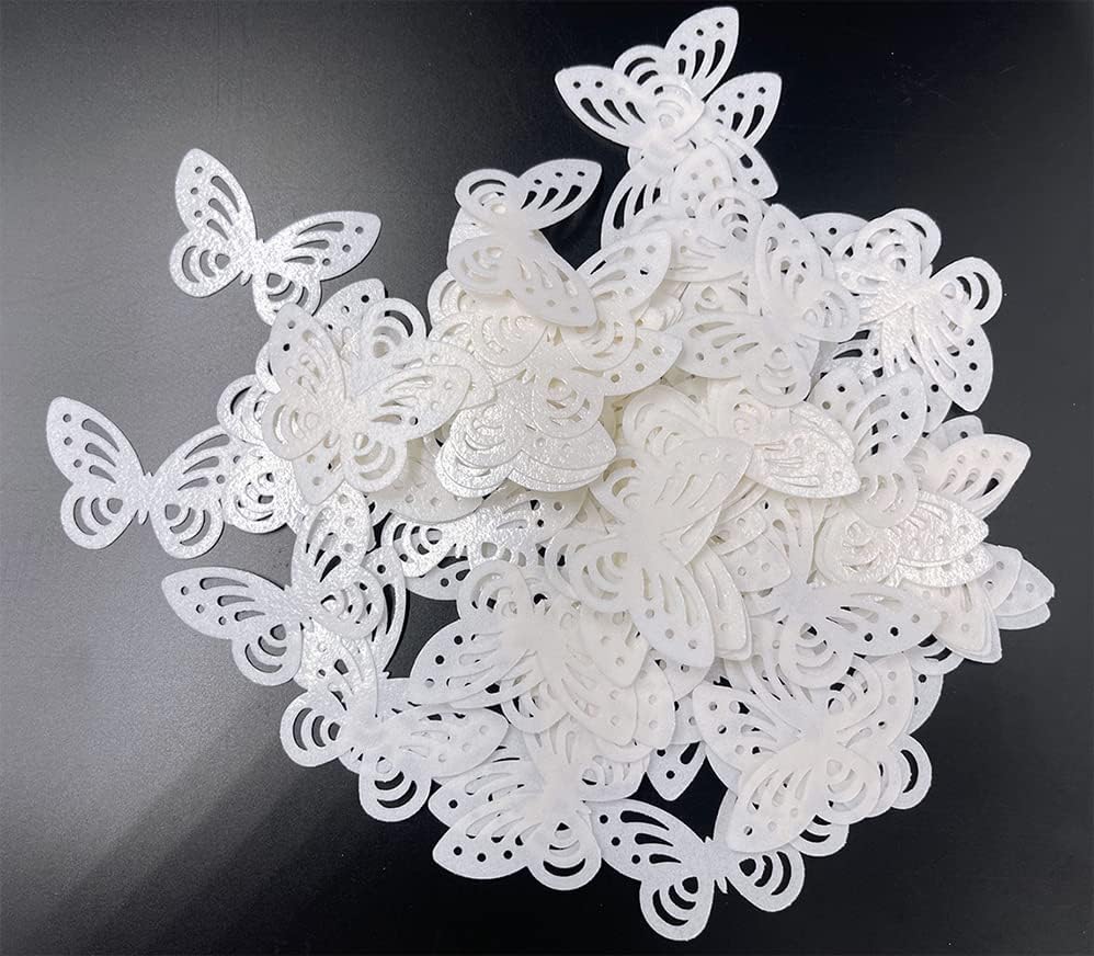 75Pcs Edible Butterfly Cake Cupcake Toppers Wafer Paper for Wedding Cake Decorating Rice Paper Edible Butterfly for cupcake Birthday Baking Girl Decorations Big Size (White)