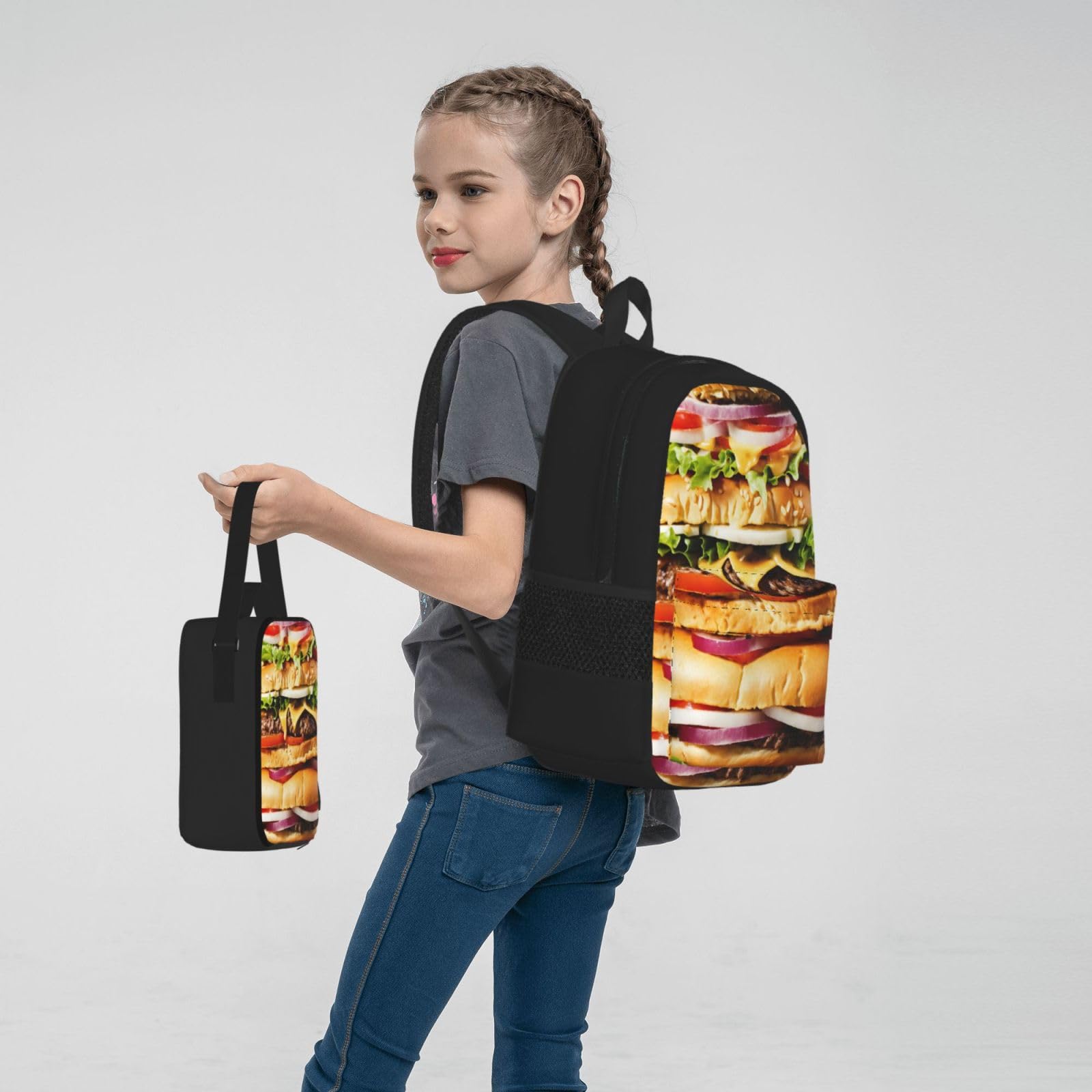 Zaino, borsa portapranzo, astuccio, set da 3 pezzi, per lavoro e